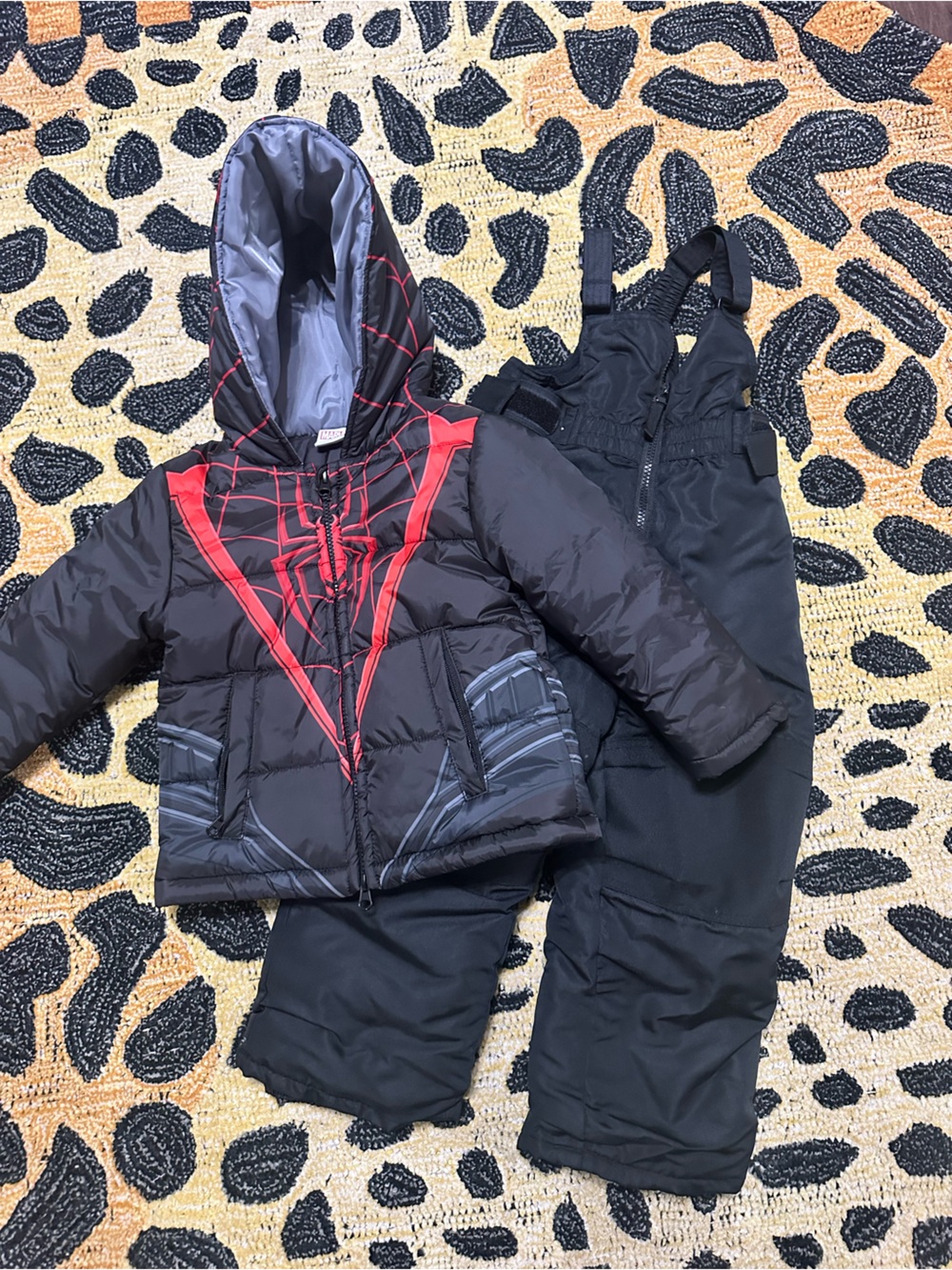 Marvel Kids Black and Red Ski Jacket with Bib Pants